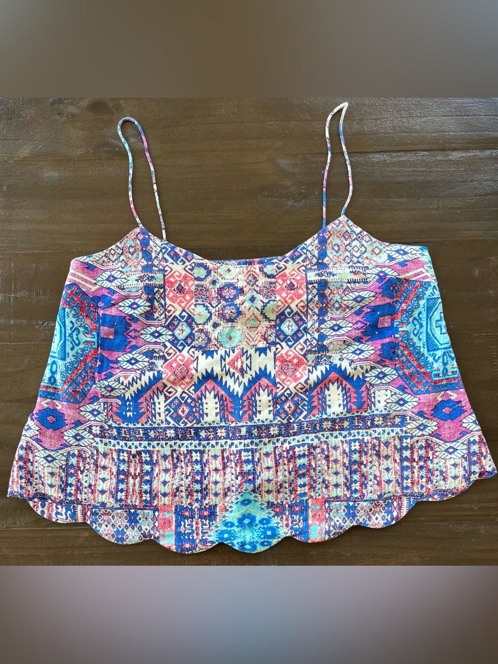 Forever 21 Blue and Pink Printed Spaghetti-Strap Camisole, Size S, Never Worn 💕💙